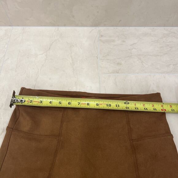 EUC Spanx Sz XL Extra Large Faux Suede Brown Leggings Pants Caramel Stretch - Picture 5 of 11